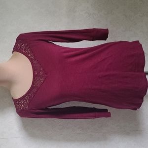 Maurices Burgundy Top with 3/4 Sleeves, Size M